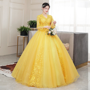 彩纱婚纱学生艺考礼服舞台独唱蓬蓬裙年会主持晚礼服长款演出服女