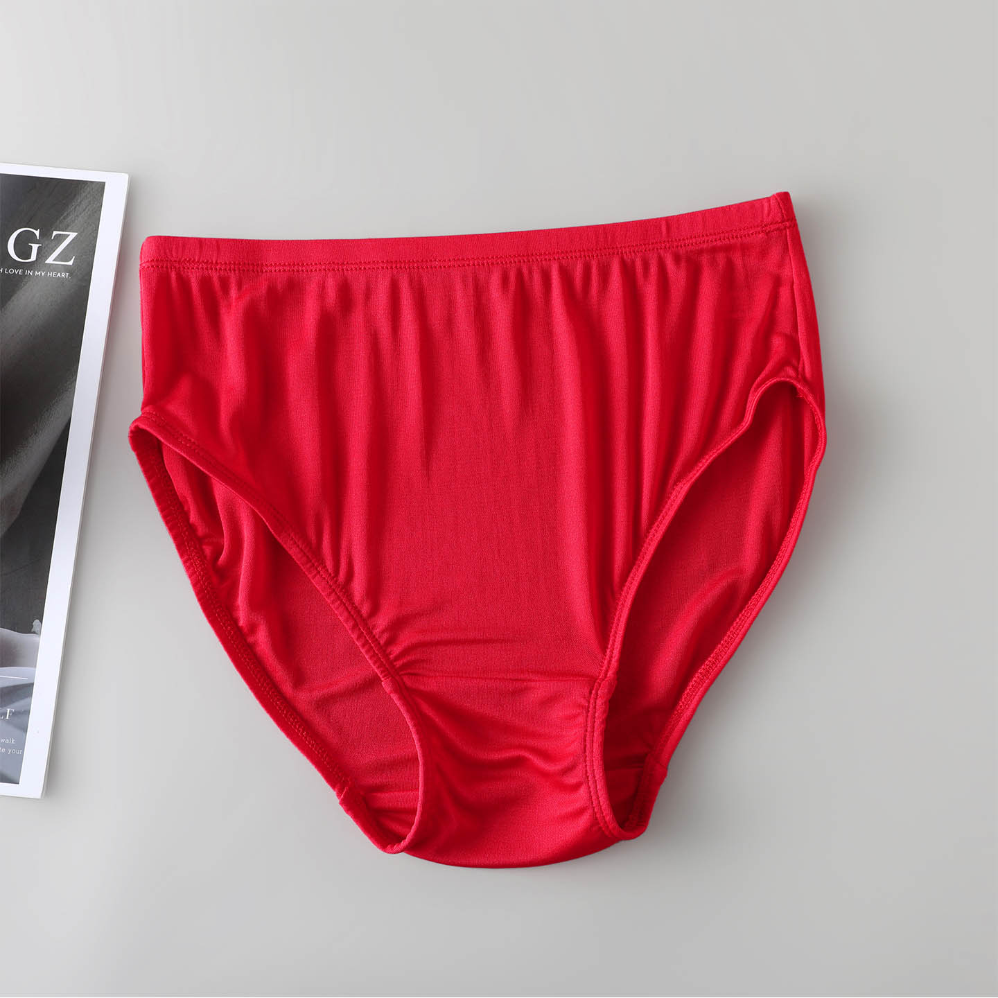 本命年大红色100%桑蚕丝女士内裤