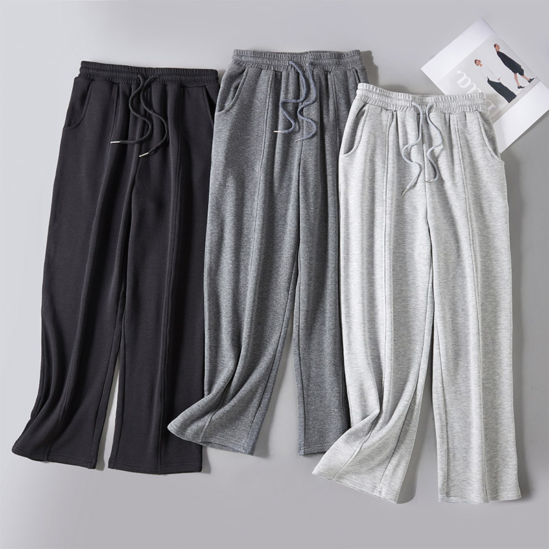 桑蚕丝保暖100%真丝拉绒休闲裤 高弹松紧腰舒适细腻显瘦直筒裤女