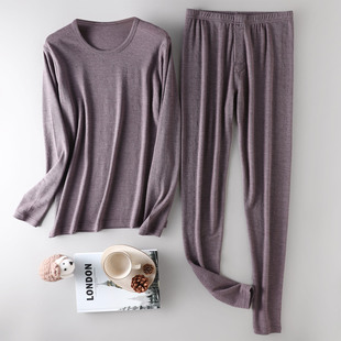 镂空提花秋衣秋裤 羊毛舒适亲肤经典 保暖套装 秋冬100%绵羊毛男士