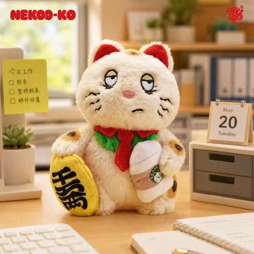 正版ZCWO牛马招财猫的上班出勤日记盲盒毛绒猫咪挂件可爱生日礼物