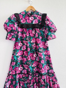 USA 宫廷花苞袖 Hawaii from 70s 荷叶边四方领 浪漫棉布娃娃长裙