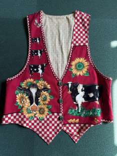 农场元素印花 USA产童趣棉布马甲(扣子也是乳牛的包扣 好可爱)