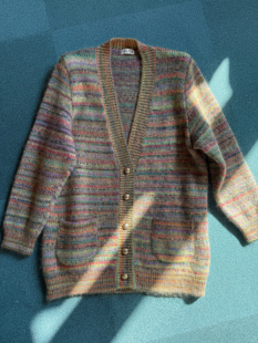 Nikke Knit| 柔软的马海毛彩色条纹杂线外套 1980s产 (日本制)