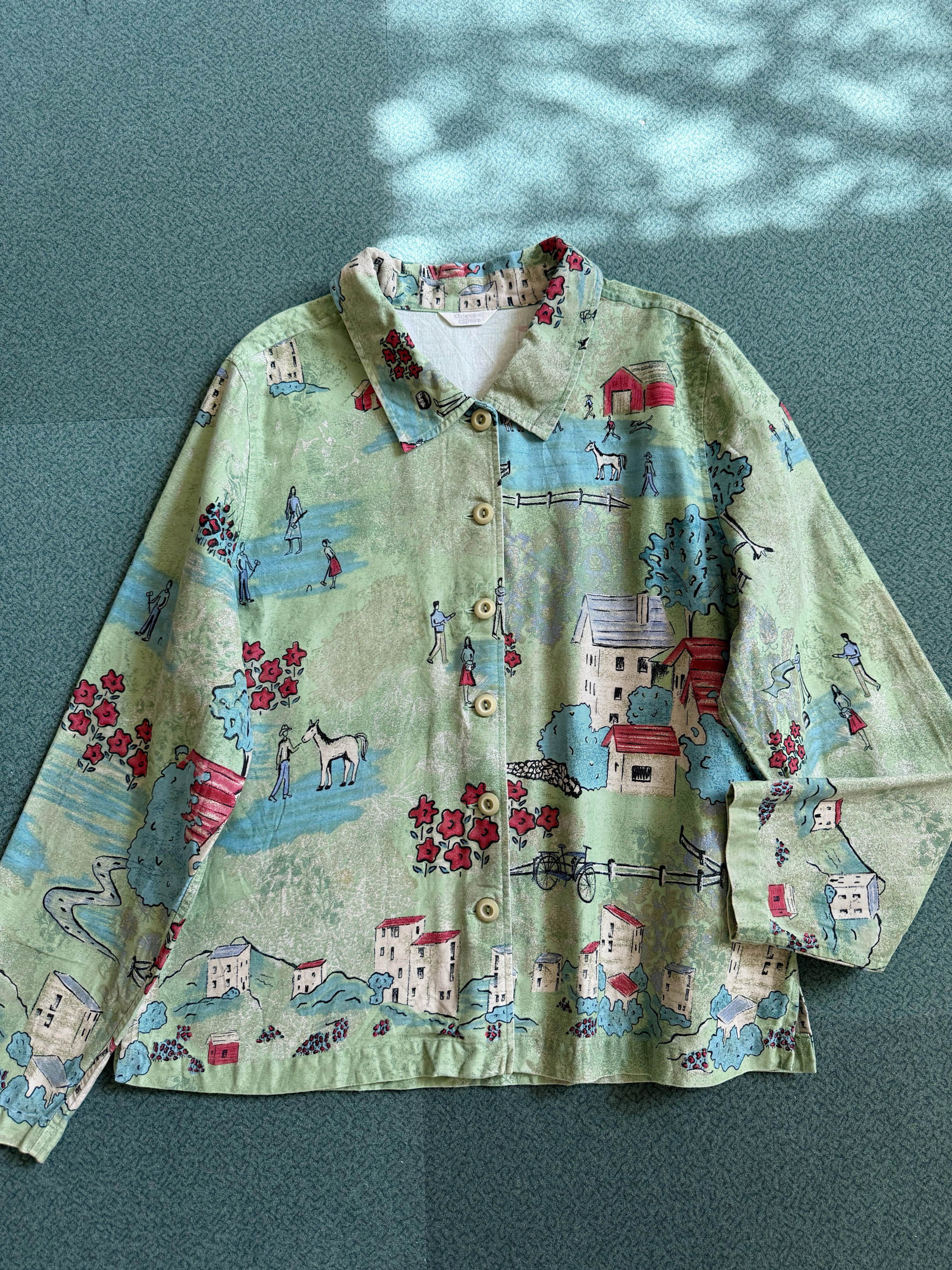 文艺复古穿搭 ｜ 宽松版型 乡村风景图案外套  秋冬可做打底