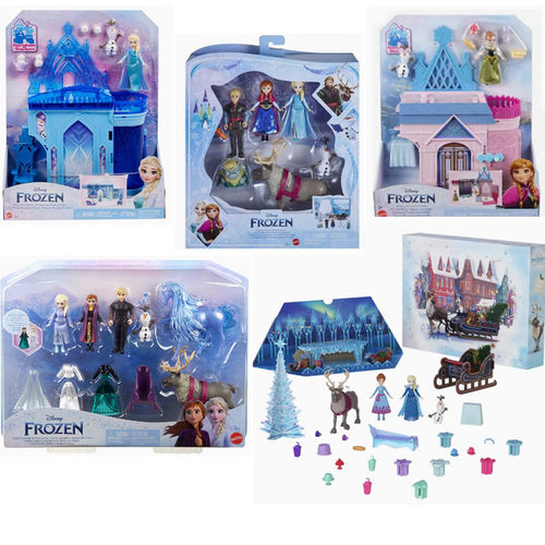 美泰冰雪奇缘伙伴玩具套装迷你艾莎安娜城堡过家家换装礼物HLX05