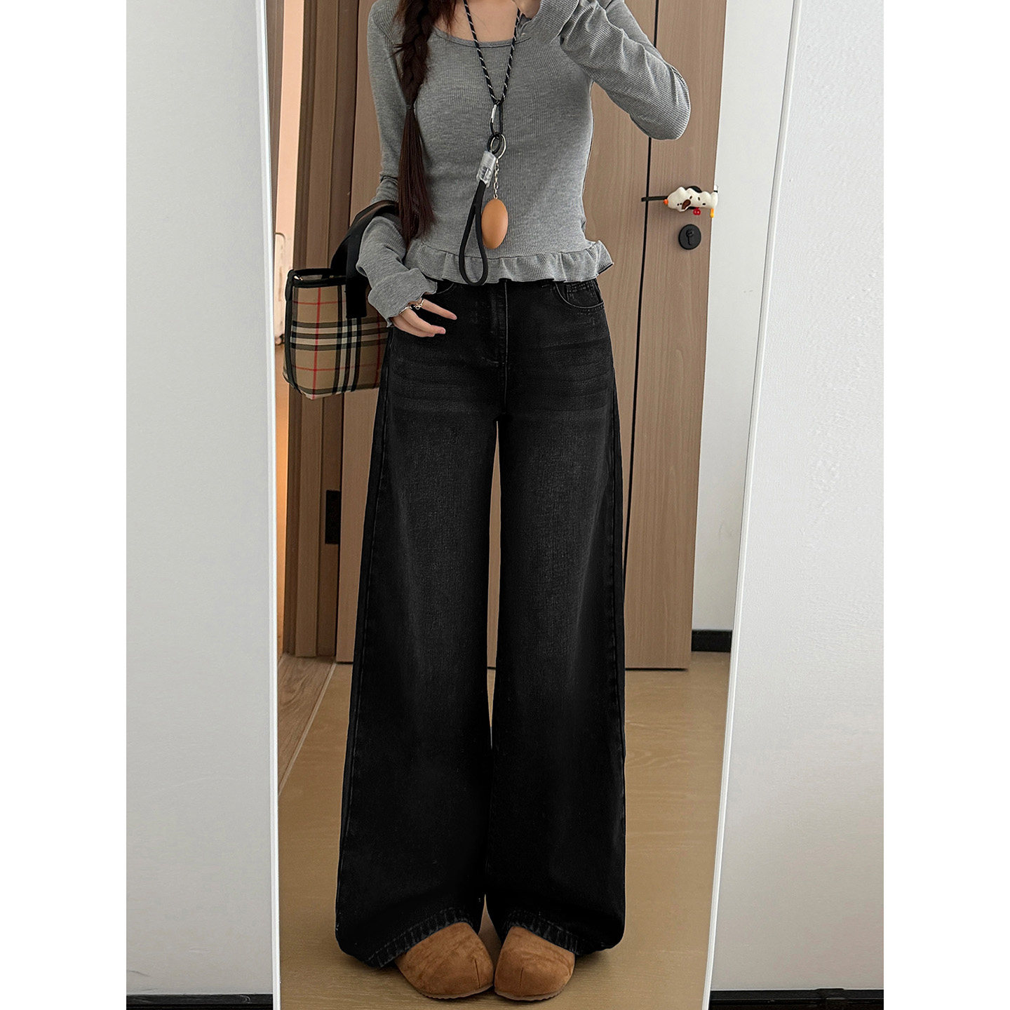 小个子加绒做旧直筒牛仔裤女2026新款高腰显瘦宽松美式休闲阔腿裤,女装/女士精品,牛仔裤,淘宝优惠券,粉丝福利购,淘宝优惠卷