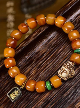 藏传牦牛骨桶珠文玩手串单圈回流骨观音配饰藏式复古男女百搭手链