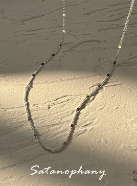 极简纯银亮片素链chic高级感项链