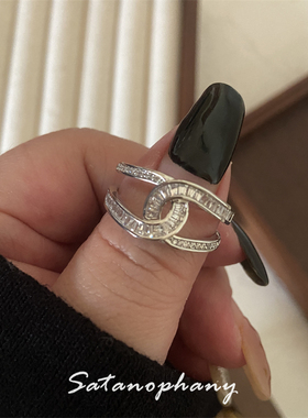 超闪轻奢双C设计开口戒指高级感