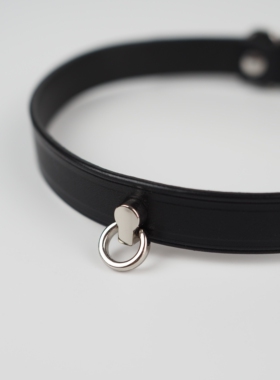 小圆环牛皮项圈女颈带男款项链可调节质感订制定制皮扣外出潮流款