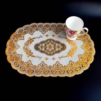 PVC烫金餐垫锅垫隔热垫桌垫茶几布桌布茶几垫圆角45*30CM