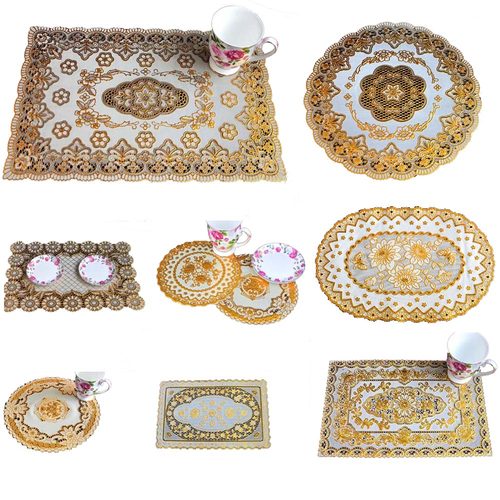 欧式pvc烫金酒店烟缸圆形托盘垫