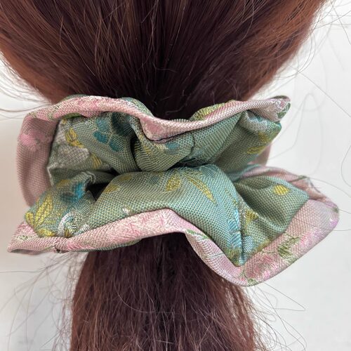 100%桑蚕丝香云纱拼接大肠发圈