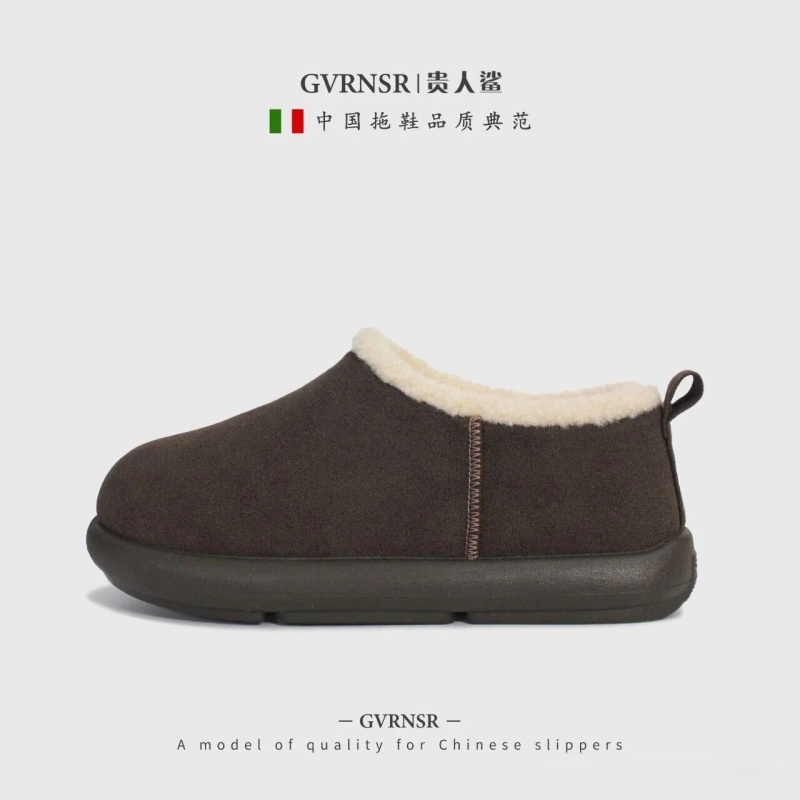 贵人鲨包跟棉鞋女2025新冬季居家外穿防滑加厚保暖毛绒勃肯棉拖鞋