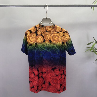 fromwrting 时尚欧货 短袖T恤Ve数码印花满印图案男女同款上衣