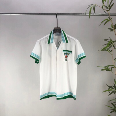 fromwrting 25跨境潮牌卡萨布兰卡casa满印图案短袖衬衫男女高街