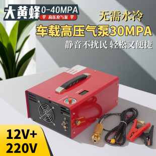 12V车载充气泵30mpa电动打气机高压气瓶打气泵4500psi静音风冷