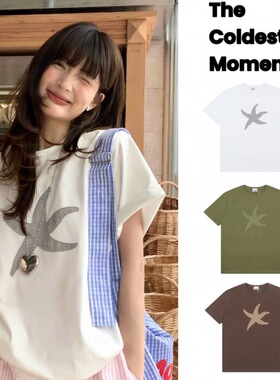 韩系TCM海星印花宽松短袖T恤女简约百搭圆领上衣男女情侣