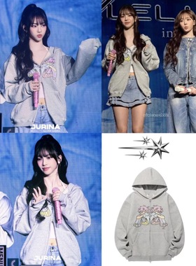 韩国niceghostclub ins风卡通印花连帽卫衣女宽松外套柳智敏同款