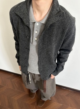 In Gemini Code美式复古立领毛衣开衫男女高质感软糯气质针织外套