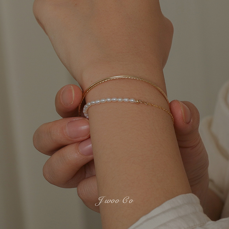 JWOO不掉色14K注金珍珠温柔手链
