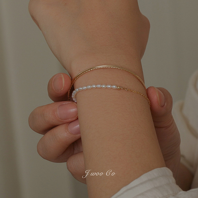 JWOO不掉色14K注金珍珠温柔手链