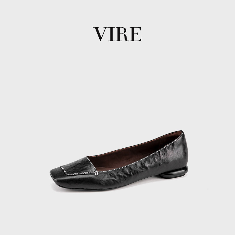 VIRE/953359舒适时尚百搭女士方头平底鞋瓢鞋女夏纯皮单鞋B,女鞋,浅口单鞋,淘宝优惠券,粉丝福利购,淘宝优惠卷