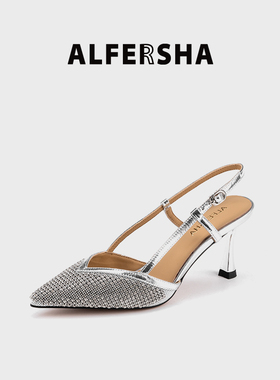 阿芙莎手工鞋23888夏季新款时尚轻奢满钻高跟气质时装凉鞋