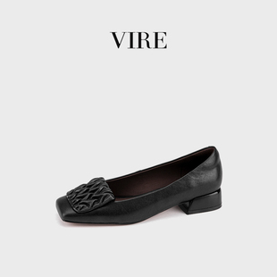 VIRE/2619389舒适时尚百搭低跟方头平底鞋单鞋日常通勤风女鞋B