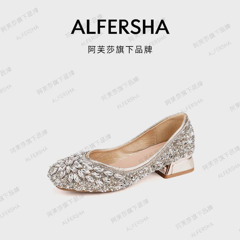 ALFERSHA水钻珍珠玛丽珍鞋女2026新款温柔浪漫风婚鞋