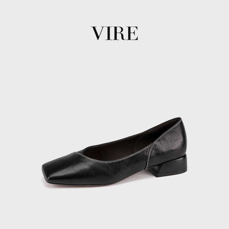 VIRE/2619501新款简约法式优雅低调柔软牛皮女鞋时尚低跟单鞋B,女鞋,浅口单鞋,淘宝优惠券,粉丝福利购,淘宝优惠卷