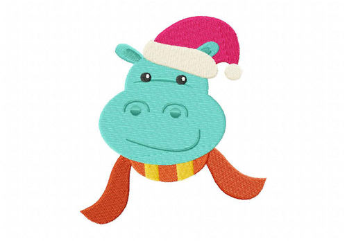 圣诞小河马emb文件下载可爱呆萌衣服加工刺绣学院风