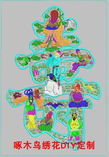 八仙拜寿绣花刺绣文件工艺绣花艺术花版花样大尺寸服装鞋帽绣花版