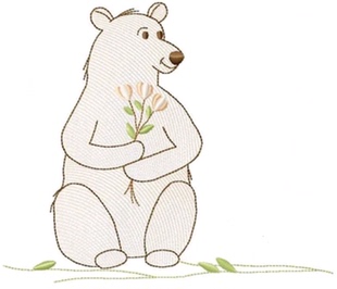 小熊送花绣花刺绣文件支持家用商用刺绣机田岛牌兄弟牌胜家拍机器