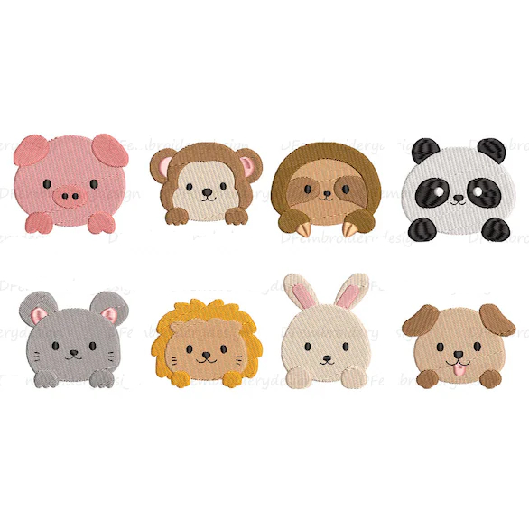 萌萌哒小动物头刺绣文件emb dst pes vp3 jef cnd exp ofx xxx