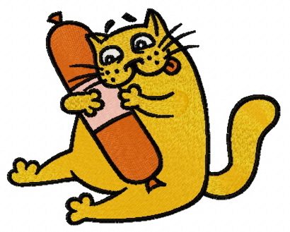 小猫爱吃火腿肠电脑绣花刺绣元素文件wilcom威尔克姆emb原格式文