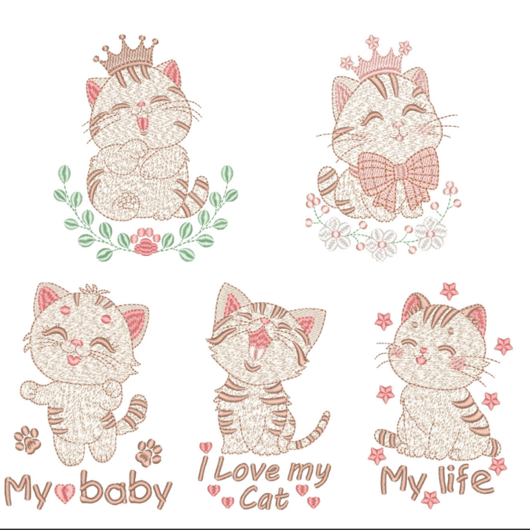 萌萌哒小猫咪电脑绣花刺绣文件emb dst pes vp3 cnd jef exp通用