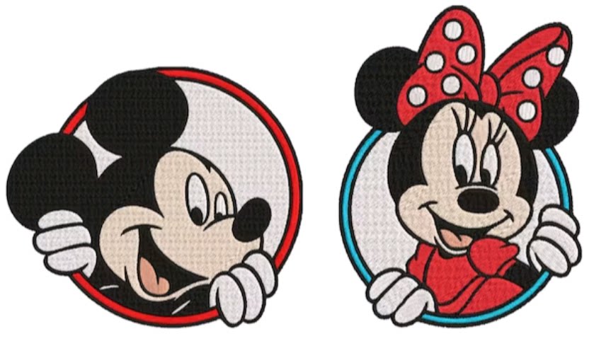 米老鼠和米妮老鼠绣花刺绣文件2个绣花文件emb dst pes vp3 jef