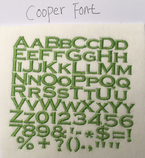 cooper 字母字型英文刺绣绣花电脑绣花机专用绣花刺绣图库 font