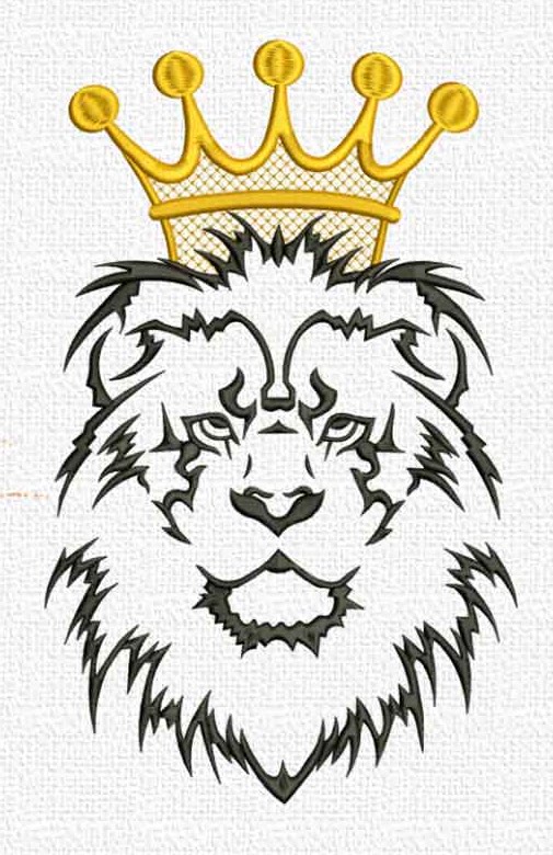戴皇冠帽子的狮子绣花刺绣元素模板海量图库文件简单设计绣花刺绣