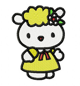黄色衣服hello kitty猫电脑绣花刺绣元素文件可爱kitty猫绣花文件