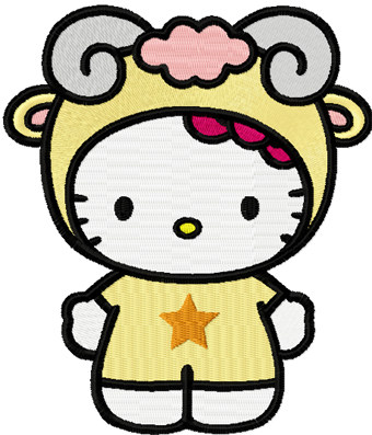 星座kitty猫小羊羊绣花刺绣元素原格式emb文件家用商用绣花机专用