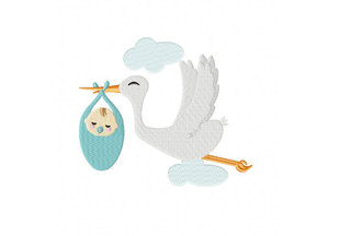 仙鹤叼小孩绣花刺绣文件来图来料绣花刺绣加工定制成品绣花刺绣