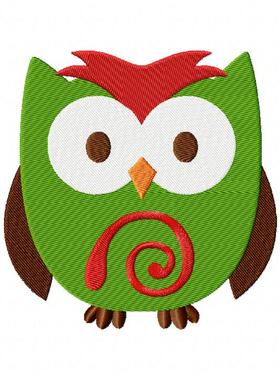 绿色小可爱猫头鹰绣花刺绣元素文件emb威尔克姆wilcom原格式绣花