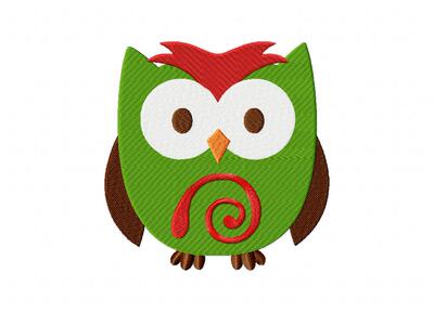 绿色小可爱猫头鹰绣花刺绣元素文件emb威尔克姆wilcom原格式绣花