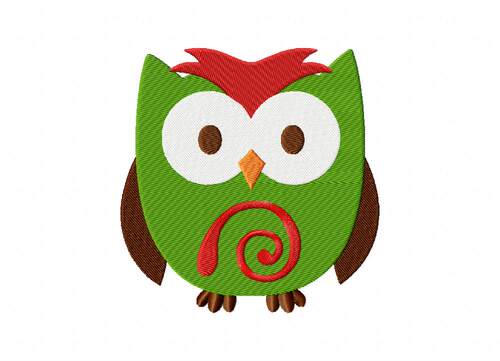 绿色小可爱猫头鹰绣花刺绣元素文件emb威尔克姆wilcom原格式绣花