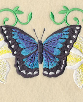 紫色蝴蝶花瓣叶片电脑绣花刺绣进口绣花线进口绣花机提供高品质