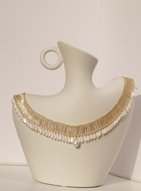 复古蕾丝项链锁骨链设计师原创法式优雅小众气质高级感珍珠925银