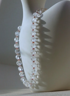 天然白水晶项链锁骨链复古精致高级感简约百搭珍珠925银南瓜珠